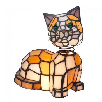 Lámpara de mesa gato tiffany