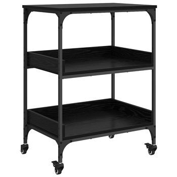 Carro De Cocina Roble Negro 60 X 41 X 80.5 Cm Vidaxl