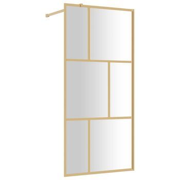Mampara Puerta De Ducha Vidrio Transparente Esg Dorado 90x195cm Vidaxl