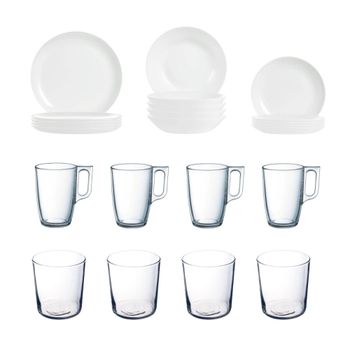 Vajilla vidrio opal blanca 20 piezas