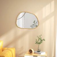 espejo de pared decorativo de mdf vidrio homcom 70x21x50 cm natural