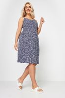 yours vestido azul marino de tirantes con flores mujer curvy y tallas grandes yours