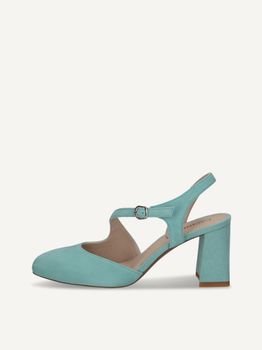 CAPRICE sling pumps, blue, made of Leather with Trapeze heel, Size 38