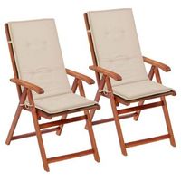 juego de 2 cojines para sillas de jardin en tela crema 120x50x3 cm dec021546