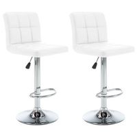 juego de 2 taburetes de bar sillas altas con costura cuadrada en pvc blanco dec029612