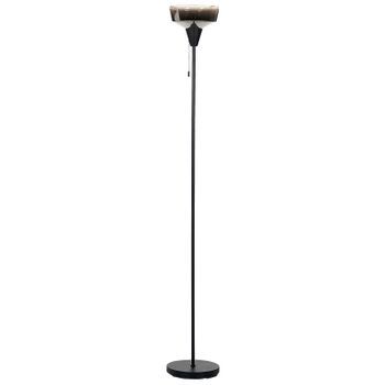 Lámpara De Pie De Metal Negro Plateado 175 Cm Pantalla Vidrio Interruptor Talparo