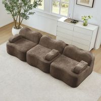sofa modular de 3 plazas marron de terciopelo espuma 32d y asiento extra profundo