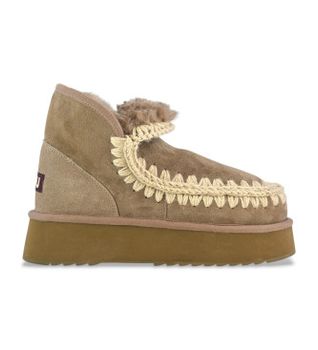 Mou para mujer. MU.FW681000A Botines de piel Mini Eskimo Platform marrón (40), 8 a 10cm, Ninguno, Casual, Gris, Taupe