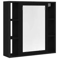 armario de bano  mueble de bano con espejo de madera de ingenieria de roble negro 60x16x60 cm