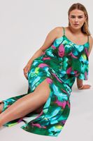 yours london vestido largo de tirantes verde de flores mujer curvy y tallas grandes yours london