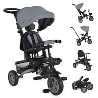 triciclo infantil explore con ruedas de goma reversible evolutivo y plegable de byox - dark grey