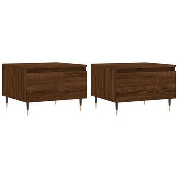 Pack 2 Uds Mesas De Centro，mesa Auxiliar，mesa De Café Madera Ingeniería Roble Marrón 50x46x35cm