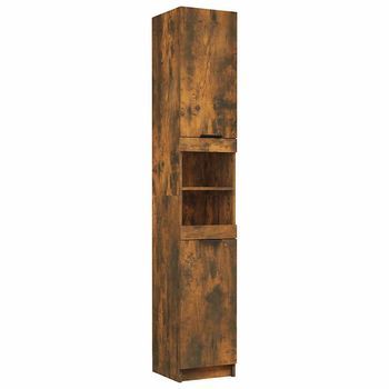 Armario De Baño | Mueble Baño Madera Ingeniería Roble Ahumado 32x34x188,5 Cm