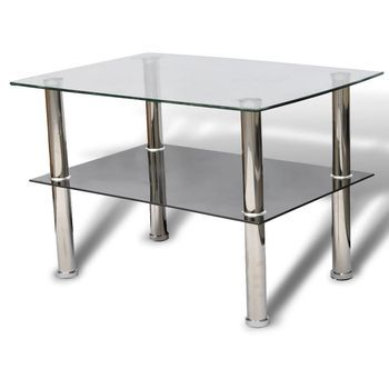 Mesa De Centro 65x45x43 Cm Vidrio - Plateado