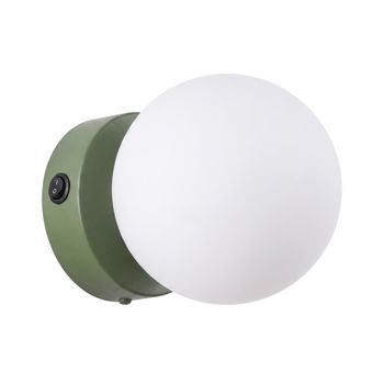 Aplique de pared verde oliva acero/vidrio alt. 12 cm