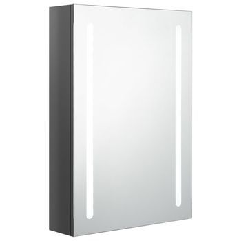 Armario De Baño Con Espejo Led Gris Brillante 50x13x70 Cm Vidaxl