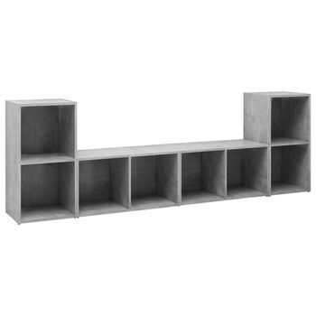 Muebles De Salón 4 Pzas | Mueble Tv Madera Ingeniería Gris Hormigón Cfw69714