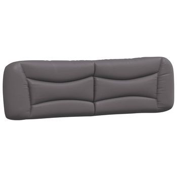 Cabecero De Cama | Panel De Cabecera | Decoración De Pared Acolchado Cuero Sintético Gris 180 Cm