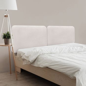 Dhome Cabecero Tapizado Liso Redondeado Tejido Luxury Para Pared Cabeceros Absorbentes Cabezal Cama Dormitorio (silver Nacar, 200cm Dual)