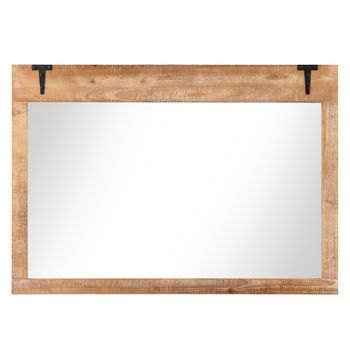 Costway Espejo de Pared con Marco de Madera Abeto Espejo de 100x70cm Montaje Vertical y Horizontal Decorativo para Dormitorio Salón Natural