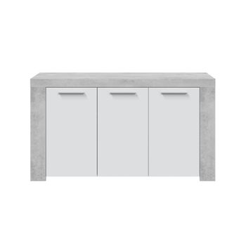 Aparador de 3 puertas con gran almacenamiento 144 cm blanco cemento
