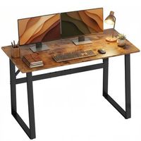 escritorio de ordenador 120 x 60 cm de madera de ingenieria y acero  marron rustico