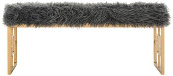 Banco en 12mm mdf/iron/faux curly lamb, gris