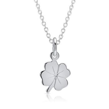 Colgante y cadena de plata trébol