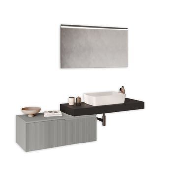 Composición Baño 4 Piezas Venere Antracita/gris Mate En Mdf