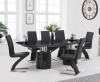 antonio 180cm black marble dining table with hampstead z chairs - grey 4 chairs