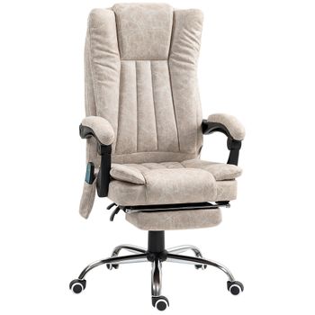 Vinsetto Silla de Masaje con 6 Puntos de Masaje Ajustable con Función de Calefacción Reposapiés Retráctil y Control Remoto Crema