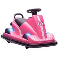 aiyaplay coche bumper para ninos giratorio 360 volante luces led funcion de musica 3-8 anos rosa   aosom espana