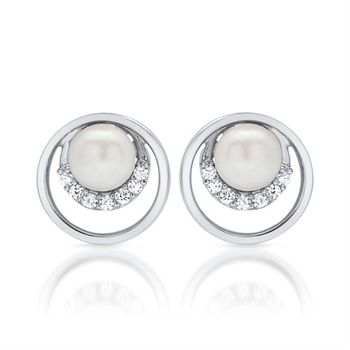 Pendientes de perlas brillantes plata 925
