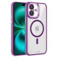 cool funda magnetica transparente con borde violeta para iphone 16 plus