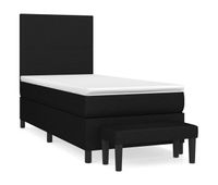 cama box spring con colchon tela negro 80x200 cm diseno plano