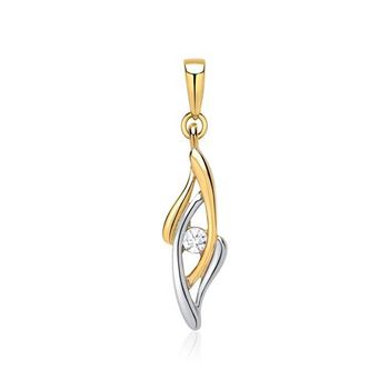 8 quilates colgante de oro blanco amarillo con circonita