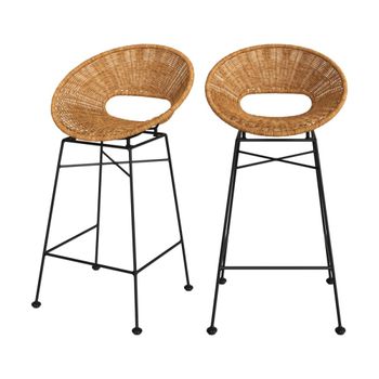 Set de 2 sillas para isla de cocina en resina trenzada natural 65 cm