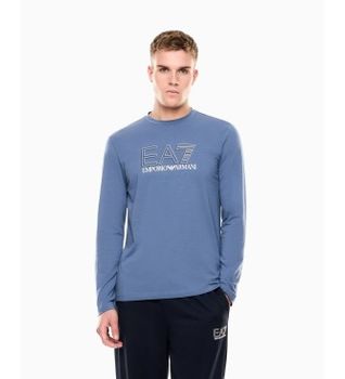 EA7 para hombre. 7M001310_AF10373 Camiseta Visibility azul (M), Deportivo, Algodón, Manga larga