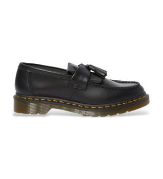 Dr Martens para mujer. 22209001 Mocasines de piel Adrian Yellow Stitch negro (43), Plano, 1 a 3cm, Cordones, Casual