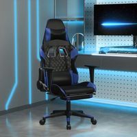 silla gaming  silla de oficina  silla gamer ergonomica de masaje y reposapies cuero sintetico negro azul cfw790445