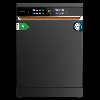 Cecotec Lavavajillas Independiente de 60 cm Bolero Aguazero 6900 Dark. 15 Cubiertos, 8 Programas, Clase A, Motor Inverter Plus