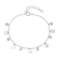 pulsera corazones de plata 925 con circonitas