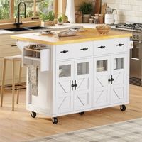 isla de cocina movil blanca con tablero extensible 140 cm y almacenamiento amplio