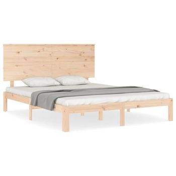 Cama Matrimonial | Cama Doble | Estructura De Cama Sin Colchón Madera Maciza De Pino 160x200 Cm Cfw34137