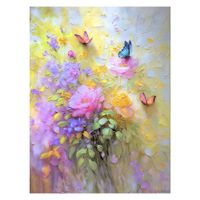 cuadro con flores y mariposas aluminio-dibond multicolor 15x20 cm