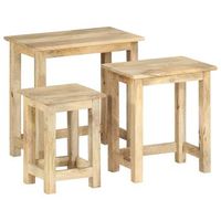 mesas apilables 3 unidades madera maciza de mango vidaxl