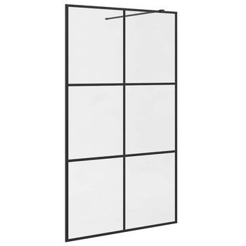 Mampara Ducha Accesible Vidrio Esg Transparente Negro 115x195cm Vidaxl