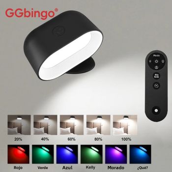 Lámpara de Pared LED Magnética Recargable, Luces de Lectura 360 °   Lámpara de Noche Redonda con Control Remoto Táctil Giratorio para Gabinete