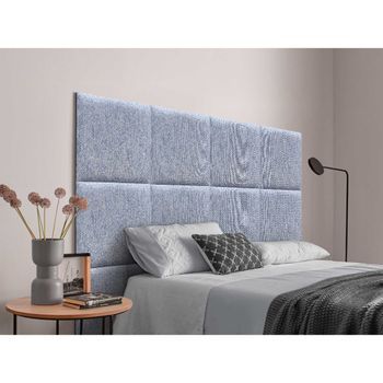 Dhome Cabecero Tapizado Compuesto De Paneles Autoadhesivos Intercambiables Serie Luxury Edition Cama Lujo Dormitorio (espigas Azul, 105cm)