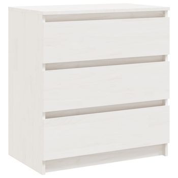 Mesita De Noche Madera Maciza De Mango Blanco 60x36x64 Cm Vidaxl